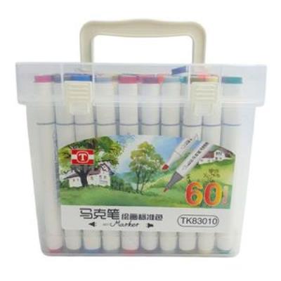 Набір скетч маркер трикут. двостор. скош/кругл тонк TY 60шт. пластик контейн. з ручк TK83010-60 Набір скетч маркер трикут. двостор. скош/кругл тонк TY 60шт. пластик контейн. з ручк TK83010-60