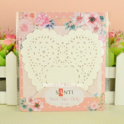 Набір серветок ажурних в формі серця, колір білий, діаметр 12,7 см, 12 шт. Набір серветок ажурних в формі серця, колір білий, діаметр 12,7 см, 12 шт.