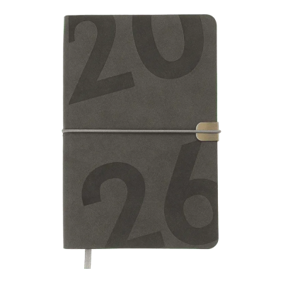 Щоденник датов. 2026 BEST, A6, сірий, штуч. шкіра