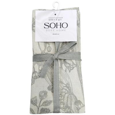 Кухонний текстиль SOHO Наб. руш. 40*40см бавовна 100% Grey 4 шт. (BS 45541S)