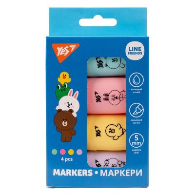 Маркер текстовий YES "Line Friends" в наборі, 4 шт.