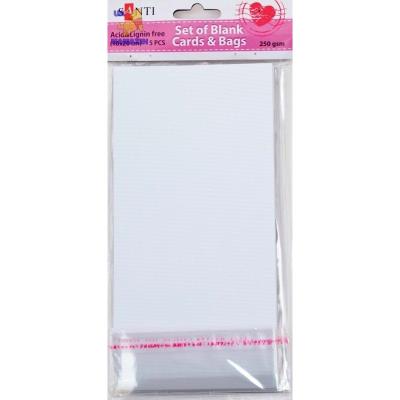 Набір білих текстурованих заготовок для листівок Santi, 10 см*20 см, 250 г/м², 5 шт.