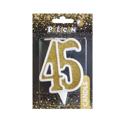 Свеча юбилейная "45" ЗОЛОТО 7 см
