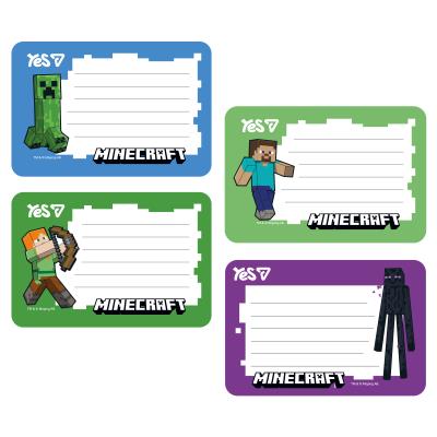 Наліпки на зошити Yes "Minecraft", 8 шт/уп