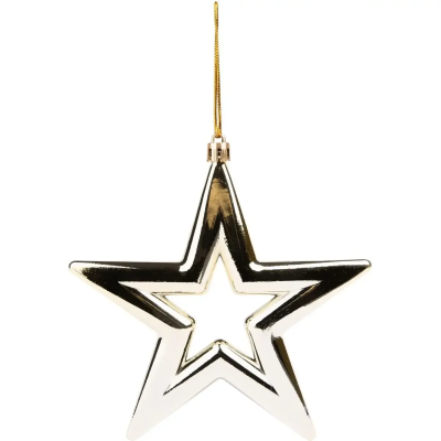 Новорічна іграшка Novogod'ko Зірка, 15cм, золото, глянець