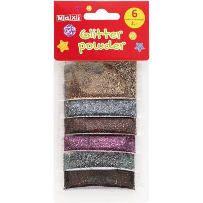 Блискітки для декорування, 6 кольорів по 2 г