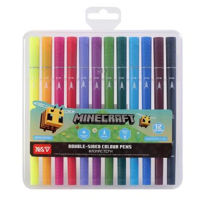 Фломастери двосторонні Yes 12 кольорів "Minecraft.Spring"