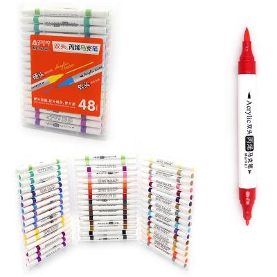 M6140-48 Набір акрил. скетчмаркерів двостор. Aodemei м'який+тверд., 48шт., plastic box