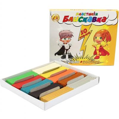 Пластилін 10 кол. 200 гр. В ШОУ-БОКСІ "БЛИСКАВКА" (золото + срібло), арт. 14972, 1/20 Пластилін 10 кол. 200 гр. В ШОУ-БОКСІ "БЛИСКАВКА" (золото + срібло), арт. 14972, 1/20