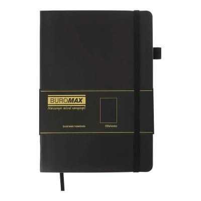 Блокнот діловий BRIEF А5, 96 арк, чистий, обкладинка штучна шкіра, чорний