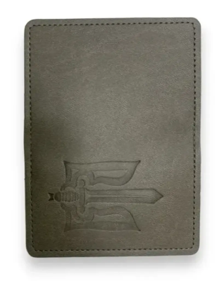 Обкладинка ID - 1 екошкіра Vivella Тризуб меч оліва сіра тиснення