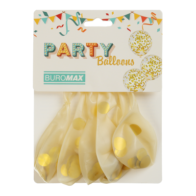 Набір повітряних кульок з глітером, 6 шт, 30 см, золотий