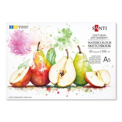 Скетчбук SANTI для акварелі, А5, 20 арк., склейка, 200г/м2