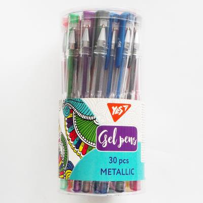 Ручка гелева YES "Metallic" 15 кол, 30 шт/тубус