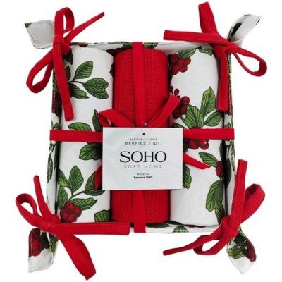 Кухонний текстиль SOHO Наб. руш. 40*60см бавовна 100% Berries хліб. 3 шт. (BS 45541H/1)