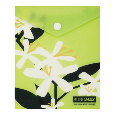 Папка конверт на кнопці ARABESKI, А6, матовий напівпрозорий, пластик, салатовий