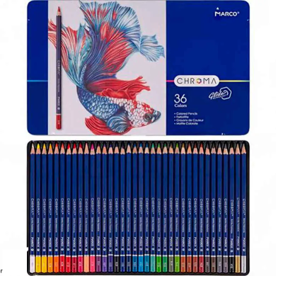 Карандаши цветные, 36 цветов "Marco" 8010-36TN, шестигранные, в мет. Карандаши цветные, 36 цветов "Marco" 8010-36TN, шестигранные, в мет.