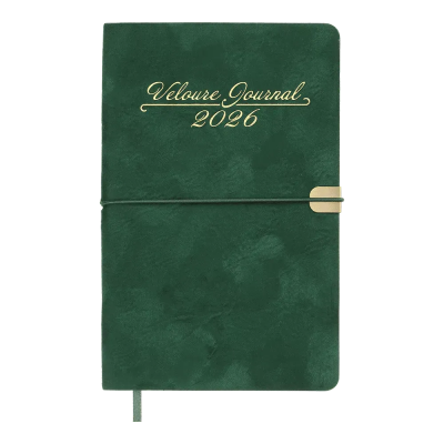 Щотижневик датов. 2026 VELOUR, A5, зелений, штуч. шкіра