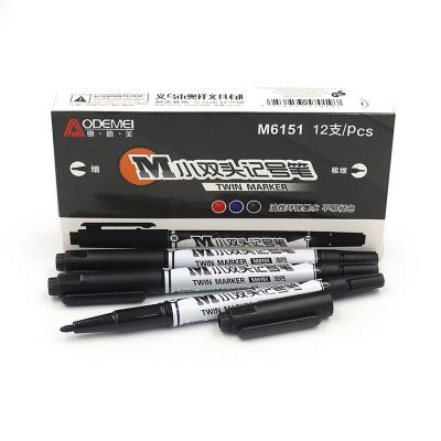 M6151 Маркер двостор. перманент Aodemei, лінер/тонк чорн. 12шт/єтік