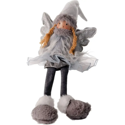 Новорічна іграшка Novogod'ko "Янгол срібло", 48 см, LED крила, сидить