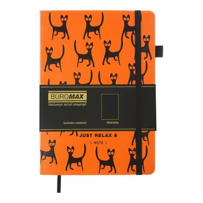 Блокнот діловий RELAX А5, 96л, чистий, обкладинка штучна шкіра, помаранчевий