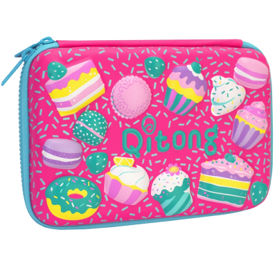 Пенал шкільний з тисненням, 1 відділення на блискавці, QT-3993-Rosered Пенал шкільний з тисненням, 1 відділення на блискавці, QT-3993-Rosered