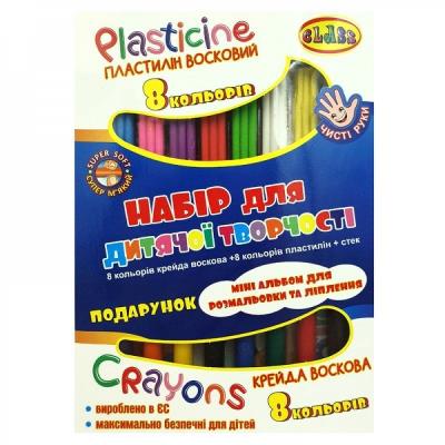 н-р "Чист руки" пластилн+воск.крейда 8+8кол.,+1стек+альбом для розм.та лпл,7654C, CLASS н-р "Чист руки" пластилн+воск.крейда 8+8кол.,+1стек+альбом для розм.та лпл,7654C, CLASS