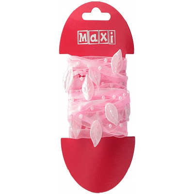 Стрічка для декору з листочками та намистинками, 2м Стрічка для декору з листочками та намистинками, 2м