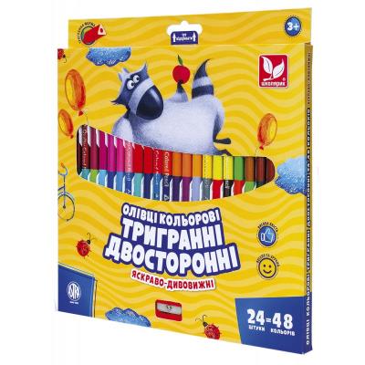 Карандаши цветные трехгранные двусторонние + чинка - 48 цветов (24 шт.), 312 116 004-ua, (1/6) Карандаши цветные трехгранные двусторонние + чинка - 48 цветов (24 шт.), 312 116 004-ua, (1/6)