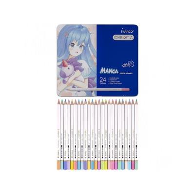 Олівці кольорові, 24 кольори "Marco" 8550-24TN, шестигранні, в мет.пеналі, Chroma (Manga)