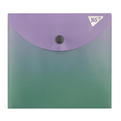 Папка-конверт YES B6 на кнопці "Fusion", фіолетово-зелена