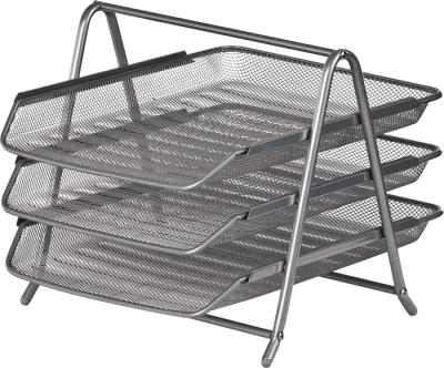 Лоток для паперів 3 в 1, 350x295x270мм, металевий, срібло(1/12)