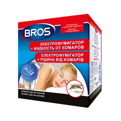 Средство инсектицидное Bros Электрофумигатор + жидкость от комаров, 60 ночей Средство инсектицидное Bros Электрофумигатор + жидкость от комаров, 60 ночей