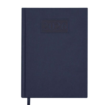 Щоденник датов. 2026 GENTLE, A5, синій, штуч. шкіра/поролон
