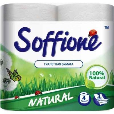 Бумага туалетная Soffione Natural, 4 рулона, белый