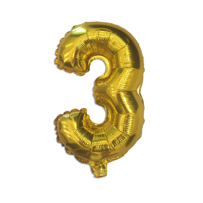 Кульки повітряні, фольговані, золото, 40", цифри, 3, Імп. (10/2000)