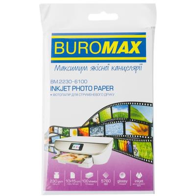 Фотобумага глянцевая Buromax 10х15см, 230 г/м2, 100 листов Фотобумага глянцевая Buromax 10х15см, 230 г/м2, 100 листов