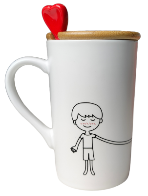 Чашка LED LOVE IS C 360 мл/ з бамбук.кришк.та ложк.в кор.уп. (B060494)