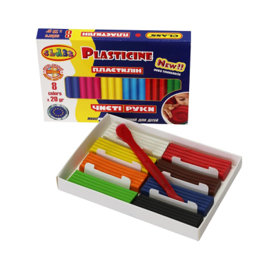 Пластилін "Чисті руки MAXI " 8кол.*20гр, ECO, стек, 7644C, CLASS