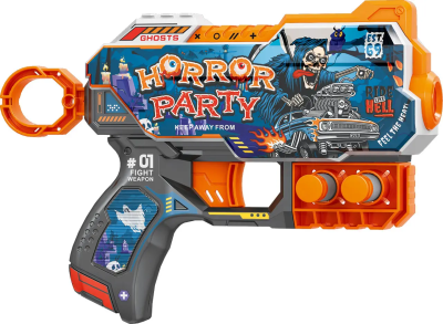 Іграшковий пістолет мех. з м'якими набоями (6 шт.) (Вечірка жахів) (20 х 13.5см)
