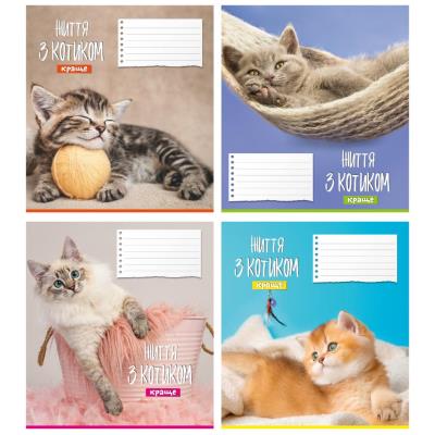 Зошит учнівський повноколірний 12 арк., коса лінія. "Життя з котиком"