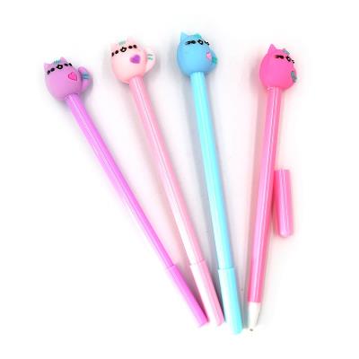 A064 Ручка дитяча з іграшкою "Cat" гелева, синя, mix, 12шт/етик.