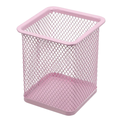 Підставка для ручок квадратна ,PASTEL, металева, рожева