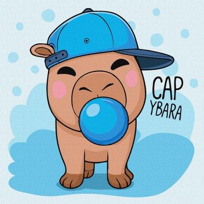 Набір для розпису по номерах для дітей "Капібара і жуйка" 30х30см Набір для розпису по номерах для дітей "Капібара і жуйка" 30х30см