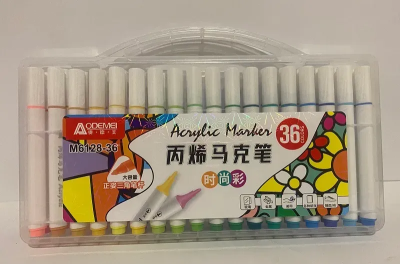 M6128-36 Набір акрил. скетчмаркерів Aodemei трикутн. корп., 36шт., plastic box
