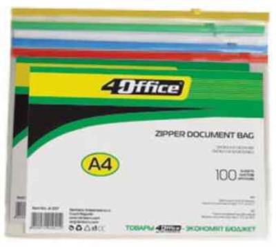 Папка на блискавці,, прозор., A4, PVC, 4-207, 4OFFICE Папка на блискавці,, прозор., A4, PVC, 4-207, 4OFFICE