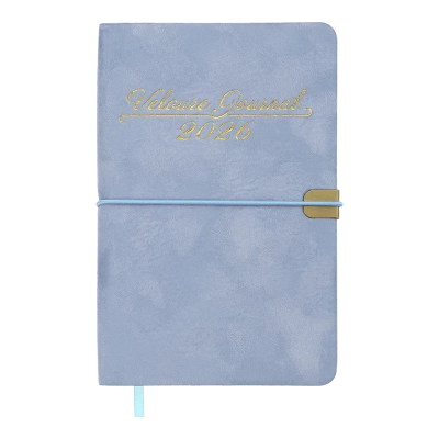 Щоденник датов. 2026 VELOUR, A6, блакитний, штуч. шкіра