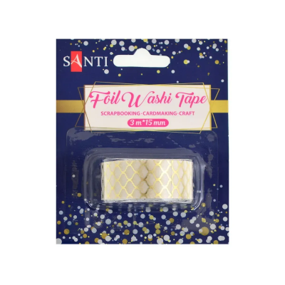 Стрічка паперова фольгована з клейовим шаром "Візерунок", золото, 3м