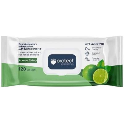 ТМ Protect Серветки вологі універсальні з ароматом лайму, 120 шт/уп (9уп/ящ)