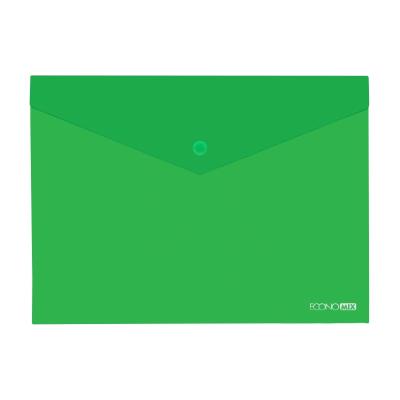 Папка-конверт А5 прозрачная на кнопке Economix, 180 мкм, фактура "глянец", зеленая